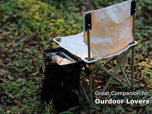 New Leak-Proof Travel Trash Bag, Hanging Car Trash Can with Hook and Loop Lid and Handle, Multipurpose Trash Bin with Storage Pockets for Car SUV Truck RV Camping 2 Gallons, Black