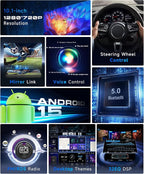 4G+64G Android 15 Doubel Din Car Stereo with Wireless Carplay Android Auto, 1280 * 720 Touch Screen GPS/WiFi/Bluetooth 5.0/ FM/32EQ/ SWC/Backup Camera