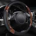 Wood Grain Microfiber Leather Sporty 14.5-15 inch Steering Wheel Cover Universal Fits for 95% Truck,SUV,Cars, Anti-Slip Safety Comfortable Design (Black Wood Grain)