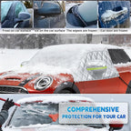 Custom Fit Windshield Snow Cover for Mini Cooper – 6-Layer Frost Guard with Mirror Covers & Secure Steel Hooks – Automotive Windshield Snow Covers