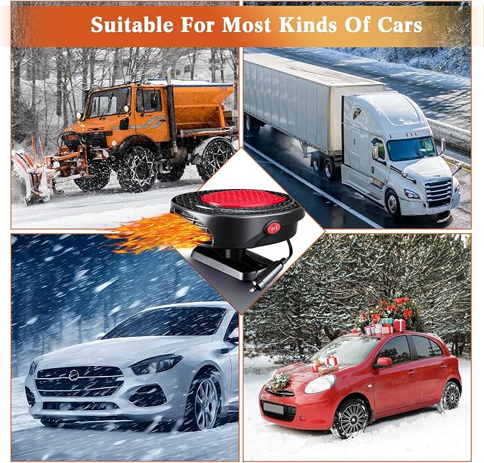 2 Pcs Portable 2 in 1 Car Heater 12v 150w Car Heater Plug in Cigarette Lighter Defroster Windshield 360 Degree Rotation Fan Auto Demister Cooling Air Circulator(Red, Black)