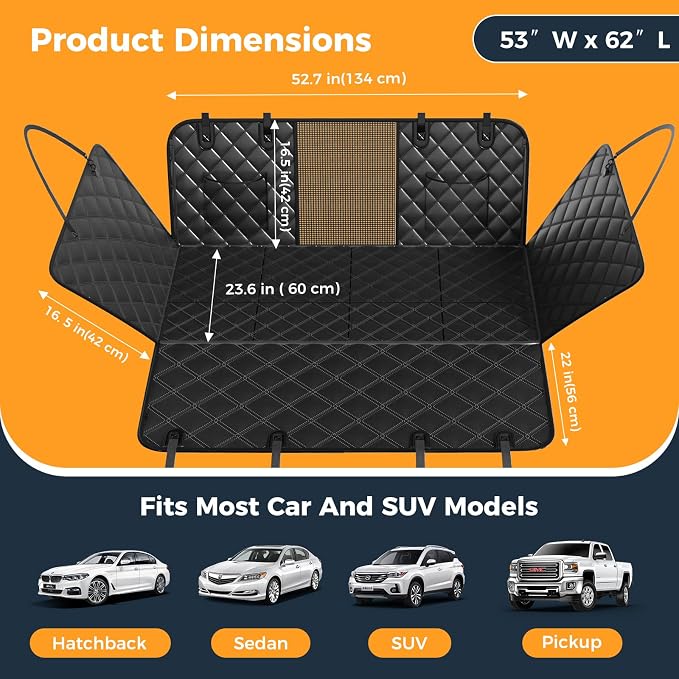 for Back Seat, Hard Bottom Back Seat Extender for Dogs - Supports 400lbs,Scratch Resistant, Anti Slip Portable Dog Hammock,Suitable for Cars