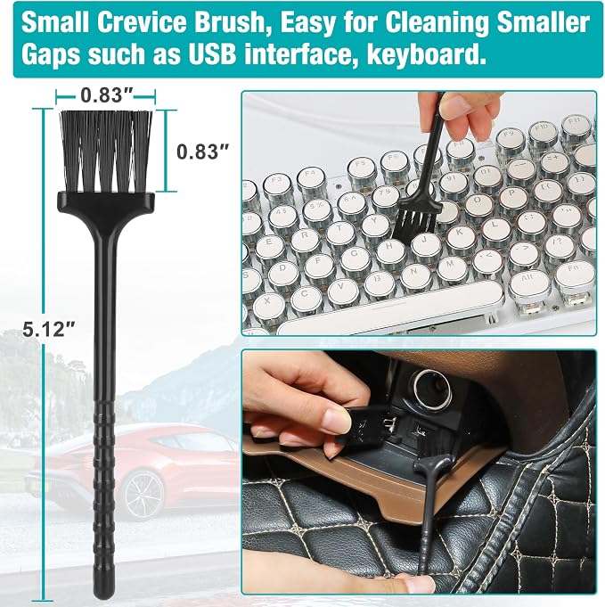 Car Interior Duster Detailing Cleaning Gel Brushes Kit, | Soft Dust Detail Crevice Brush Slime Putty Cleaner Accessories Tools for Dashboard,Air Vent,Panel,Leather