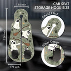2PCS Car Hooks for Purses Bags, Halloween Spooky Cute Cat Witch Magic Seat Back Storage Headrest Holder Hanger PU Leather Double Metal Backseat Organizer, Women Car Accessories Organization
