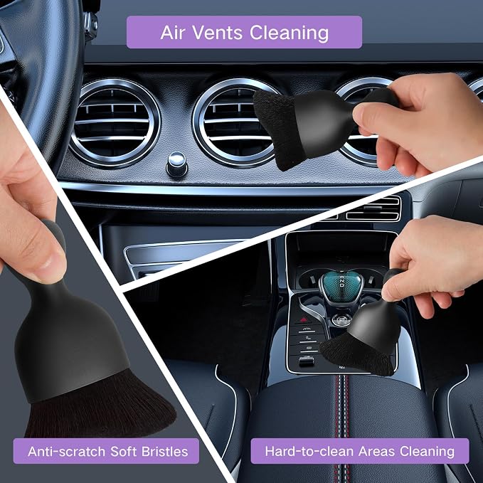 7pcs Windshield Cleaner Tool Car Window Cleaning Wash Kit with 4 Reusable Microfiber Pads 1 Spray Bottle and Extendable Handle Auto Glass Wiper Kit, Purple