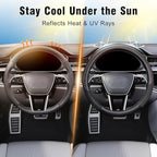 15 inch Steering Wheel Cover, Cooling Ice Silk Mesh with Microfiber Leather, Ultra Breathable, Anti Slip Car Grip, Heat Resistant Summer Cool, Universal Fit, Black