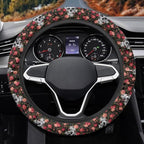 Auto Steering Wheel Covers Anti-Slip Safety Stretch-on 14-15 inch | Skull Flower Print, Steering Wheel Protector with Cloth for Women Keep Warm Comfort Grip Sweat Absorption Neoprene