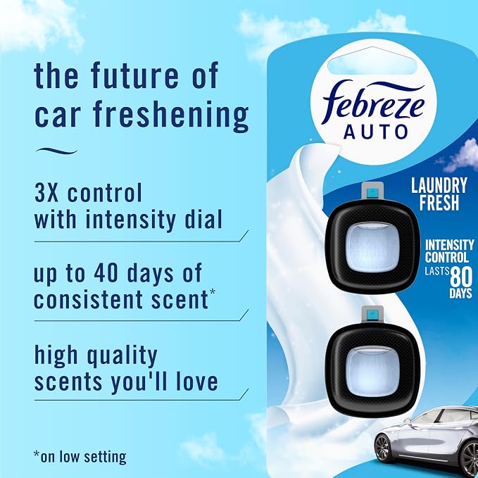 Car Air Freshener Vent Clip Laundry Fresh Scent,.07 oz. Car Vent Clip, Pack of 4