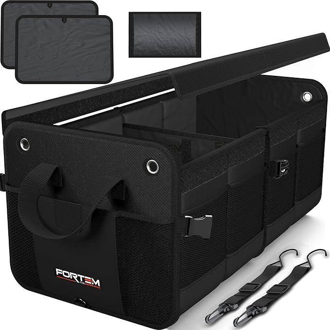 Trunk Organizer For SUV Car Organizer and Storage, Collapsible Multi-Compartment Storage Bag Car Accessories for Women Men, 1680D Oxford, Non Slip Bottom, Adjustable Straps, Soft Cover (65L)