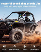 34 Inch UTV Sound Bar, IP66 Waterproof Bluetooth Golf Cart Sound Bar, ATV SoundBar with RGB Lighting, Amplified Powersports SXS SoundBar, UTV Speakers Compatible with Polaris RZR Can-Am