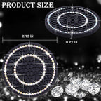 2PCS Bling Crystal Rhinestone Cup Holder Coaster, 2.75 inch Soft Silicone Anti-Slip Shockproof, Car Cup Holder Insert Coasters, Universal Car Interior Accessories for Women (Black & Colorful)