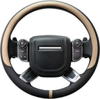 Breathable Car Steering Wheel Cover 16 inch Auto Universal Leather Wrap Non-Slip Steeringwheel Protector Automotive Interior Accessories, Beige (Suit for 15 1/2-16 inch)