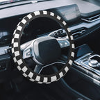 Car Steering Wheel Cover, 14.5"-15" Inch Universal Anti-Slip DurableSteering Wheel Protective Cover, Breathable Auto Interior Decoration Accessories for Sedan SUV Truck (Black White Checkered)