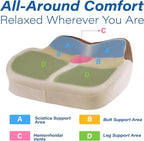 Car Seat Cushion for Driving, Car Seat Pillow for Short Drivers | Ergonomic Memory Foam Seat Cushion for Pain Relief, Adult Booster Seat for Car, Butt Cushion for Car, Truck, Office, Beige