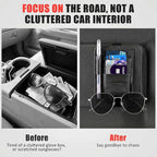 Sunglass Holder for Car Visor, Multi-Pocket Leather Car Sun Visor Organizer with Ticket Pens Card Clip, Sunglasses Holders,Suitable Eyeglasses,Car Accessories Keep Tidy (Black)