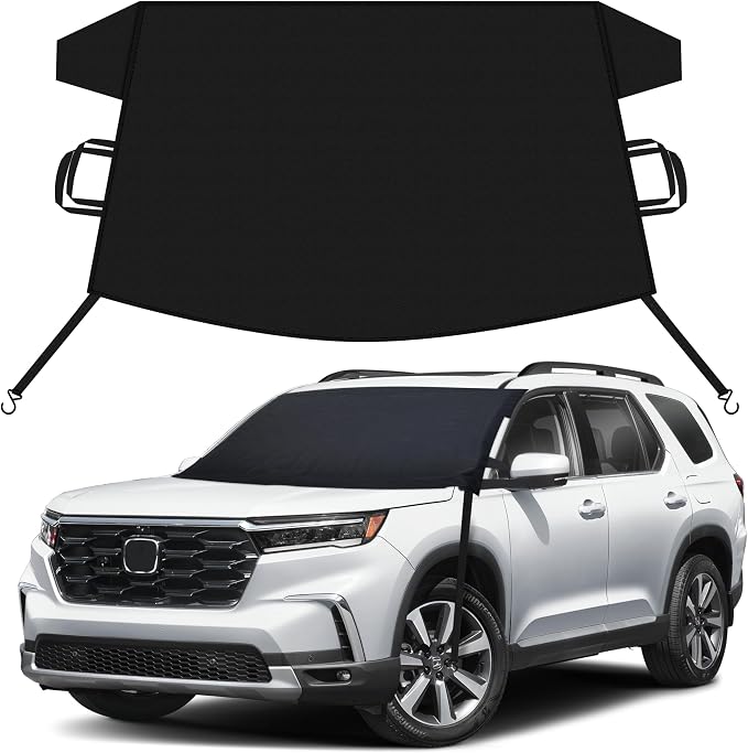 Car Snow Cover Compatible for Honda Pilot | Windshield Cover for Ice and Snow with S-Hook Straps | Heavy-Duty 600D Oxford Winter Car Cover, Waterproof & Anti-Slip