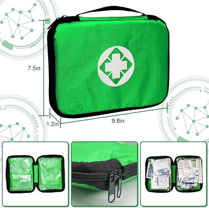 Home-Businesses First-Aid Emergency-Kit for Camping-Car - 300 Pcs Urgent Essential First Aid Kits Refill Supplies with Tourniquet Bandages for Workpalce Green