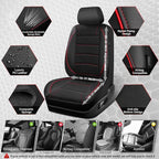 Mesh Leather Car Seat Covers Full Set,Breathable Mesh Faux Leather Seat Covers for Car, Universal Fit for SUV Truck Sedan Automotive, Airbag Compatible, Black and Red
