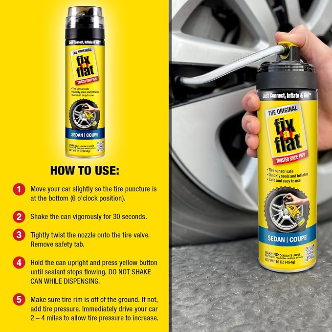 S60420-6PK Aerosol Emergency Flat Tire Repair and Inflator, for Standard Tires, Eco-Friendly Formula, Universal Fit for All Cars, 16 oz. (Pack of 6)