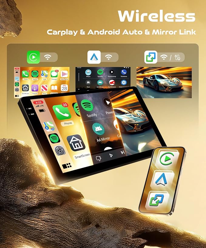 4G+128G Android Car Stereo for Honda CRV 1997-2001 with Wireless CarPlay Android Auto, 9 Inch Touchscreen Car Radio Mirror Link GPS Navigation WiFi Bluetooth FM RDS EQ SWC Backup Camera