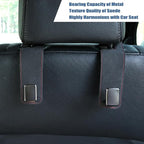 Car Seat Back Hook Universal Auto Storage Hanger Suede with Metal Car Seat Organizer for Handbag Purse Coat Umbrellas Grocery Bags 2 Pack Black