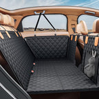 Back Seat Extender for Dogs, Hard Bottom Dog Car Seat Cover - Supports 400lbs, Rear Seat Pet Cover with Mesh Window, Waterproof Dog Hammock for Car SUV