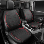 Universal FIT Piping Leather Car Seat Cover, for suvs,Van,Trucks,Airbag Compatible,Inside Zipper Design and Reserved Opening Holes (Full Set, Black and Red)