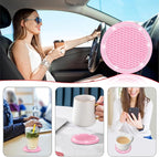 Car Coasters, 4 Pack Universal Vehicle Bling Car Coaster, Rhinestone Coaster for Cup Holders, Car Interior Accessories 2.75'' Silicone Car Coasters for Women(Pink, Pink Crystal Circle)