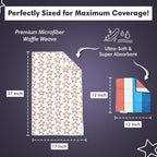 Microfiber Hand Towel & Washcloth Set of 2 - Double-Sided, Waffle Weave, Super Absorbent, Lint-Free, Fast Drying -for Bathroom, Kitchen, Car, and Window Cleaning (Stars & Stripes - Red, Blue, Cream)