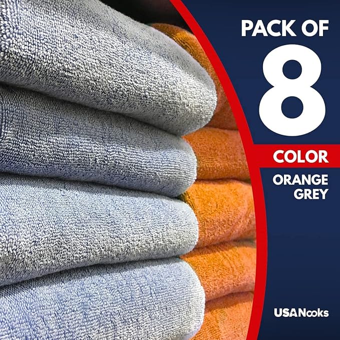 Microfiber Cleaning Cloth - 8 Pcs 12"x11" - High Performance - 1200 Washes, Ultra Absorbent Towels Weave Grime & Liquid for Streak-Free Mirror (Pack of 8)