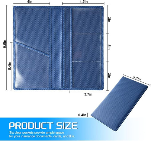 1Pack Car Registration and Insurance Holder,Car Document Holder for Cards License with Magnetic Shut,Vehicle Glove Box Car Organizer for Documents, Cards, License(Carbon Fiber Blue)