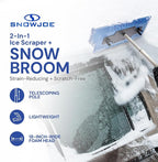 18" Telescoping Snow Broom & Ice Scraper for Cars, No-Scratch Foam Brush - Long and Extendable Ice Removal Tool for Car Window and Automotive Windshield, SJBLZD