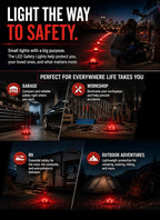 Emergency LED Road Flare Kit Set of 3 LED Bright Roadside Beacons with Magnetic Base Flashing or Steady Red Lights Includes Storage Bag