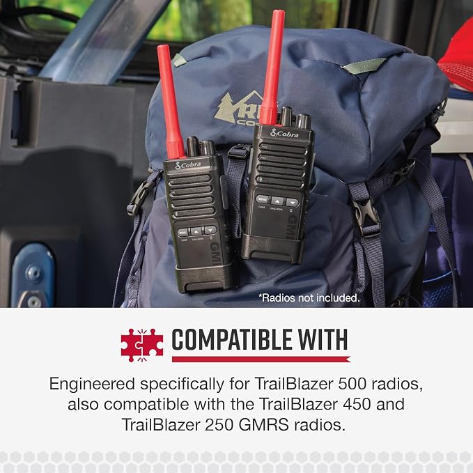 Cobra GMRS Trailblazer Antenna Red - High-Performance Antenna for GMRS Two-Way Radios, Red Finish