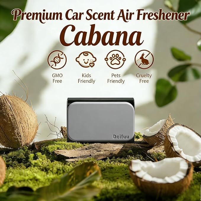 Stone Air Freshener - Car Odor Eliminator - Long Lasting Scent - Car Scent - VISOR CLIP INCLUDED (Cabana)