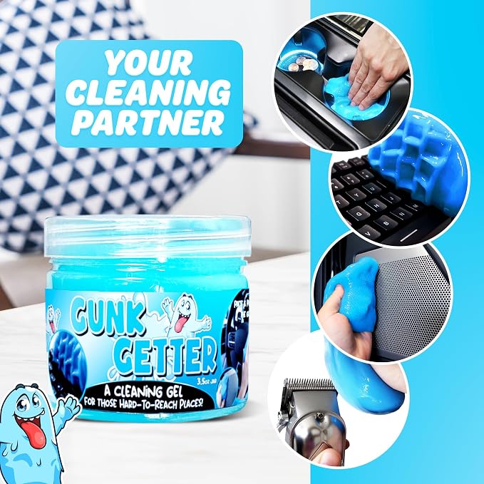 Cleaning Gel for Those Hard to Reach Places, Automotive Cup Holder Electronic Keyboard Office, Slime Gel Cleaner Dust Crumb Removal (Jar, Blue, 3.5oz)