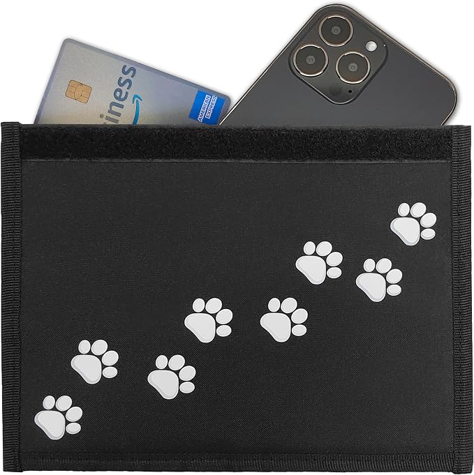 Dog Lover Faraday Bag for Phones & Key Fobs – RFID Shielding Privacy Pouch with Paw Print Design for Pet Owners, Electronic Device Storage Accessory