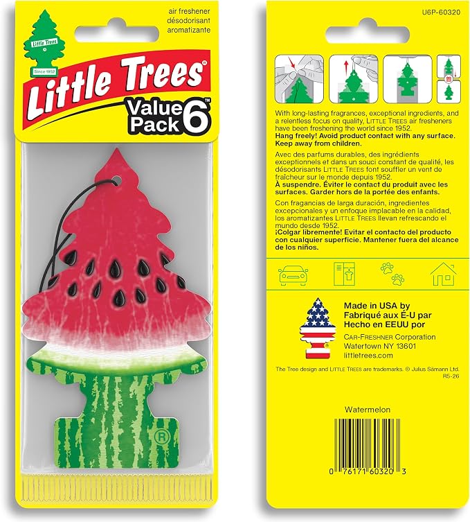 Car Air Freshener | Hanging Tree Provides Long Lasting Scent for Auto and Home | 24 Air Fresheners |Watermelon