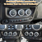 Audio Air Conditioning Button Cover Decoration Twist Switch Ring Trim for Jeep Wrangler JK JKU Patriot 2011-2018, Compass 11-16, Liberty 08-12, Dodge Challenger 08-14 Interior Accessories (White)