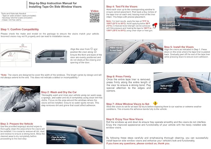 2023-2026 Tape-On Rain Guards for Toyota Prius and Prius Prime Side Window Visor Deflectors SE XSE Premium LE XLE Limited, Durable Tinted Vent Shades 2024 2025