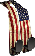 Purse Hook for Car Vintage American Flag 1 Pack Headrest Back Seat Hook Premium Leather Double Metal Hanger Storage Pack Bag Purse Holder Car Interior Accessories