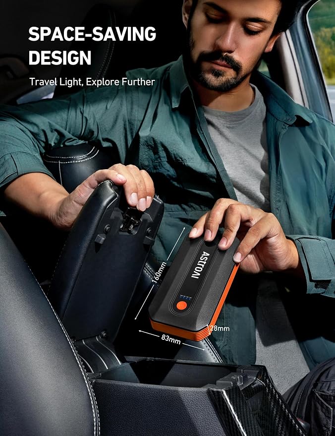 B8 3000A Car Battery Jump Starter, 12V Jump Starter Battery Pack (up to 9.0L Gasoline and 7.0L Diesel Engine), Portable Jump Box with 3 Modes Flashlight and Jumper Cable