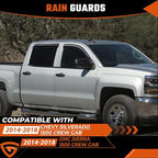Rain Guards Fit for Chevy Silverado/GMC Sierra 1500 Crew Cab 2014 2015 2016 2017 2018, Tape-On Window Deflector Extra Durable Side Sun Rain Guard 2014-2018 Silverado/Sierra Rain Guard Black
