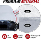 Half Car Cover Top SUV, Windshield Cover for Ice and Snow with Cotton Liner, Hail Protector Car Cover Waterproof All Weather for Snow, Sun, Rain, Dust, UV Protection Fit SUV L