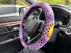Handmade Crochet Sun Moon Car Steering Wheel Covers Universal 14-15 inch,Cute Steering Wheel Cover,Car Accessories (B:Wheel Covers)