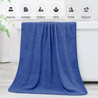 Microfiber Bath Towels, Large Bathroom Towel 2 Pack (30" x 60"), Oversized, Soft, Super Absorbent and Fast Drying, Multipurpose Use for Sport, Fitness, Yoga, Diamond Cross Grid Navy