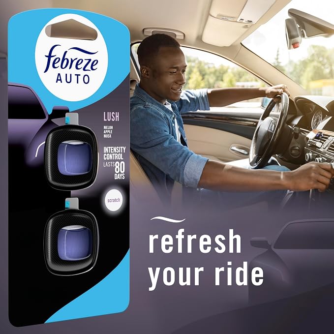 AUTO Air Freshener, Odor-Fighting Automotive Vent Clip, Lush Scent, 8 Count