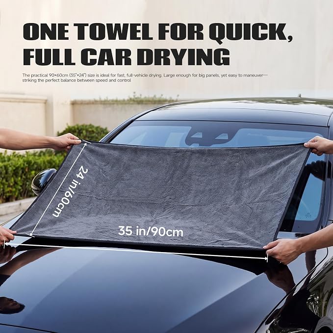REDKISS 2P 800GSM Large Microfiber Car Towels for SUV Truck Detailing | 35" × 24", Twist Loop, Ultra-Absorbent,Streak-Free, Scratch-Free, No Water Spots