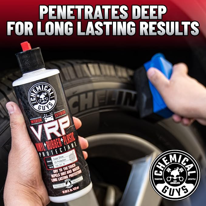 VRP Vinyl, Rubber, and Plastic Dressing - Tire Dressing, Non-Greasy, Dry-to-the-Touch Shine for Tires, Trim, and More, Safe for Cars, Trucks, SUVs, RVs & More - 128 oz