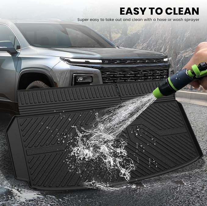 Trunk Mat with Backrest Mat for Chevrolet Chevy Traverse 2024-2026 & GMC Acadia 2024-2026 & Buick Enclave 2025-2026, All Weather TPE Custom Fit Cargo Mat Trunk Liner with Backrest Mat, Black